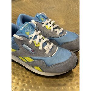 Reebok Boys Classic Blue Grey Yellow White Athletic Sneakers